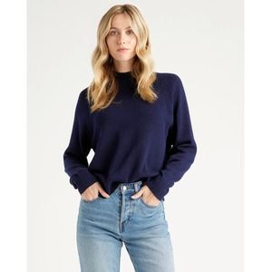 Quince Women's Navy Mock Neck Sweater XL — 100% Organic Cotton